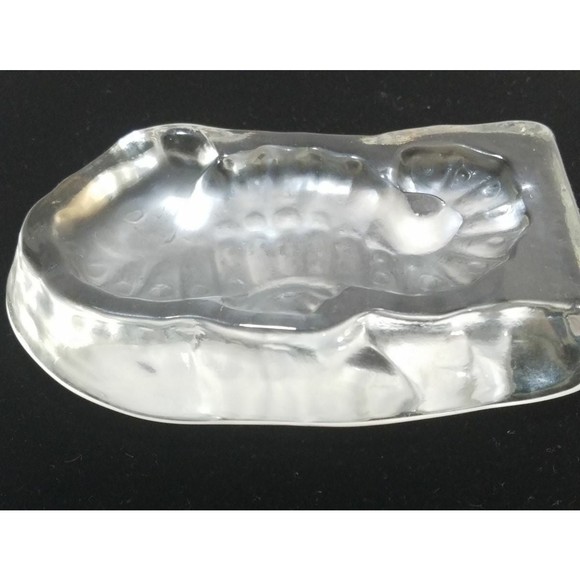 VTG Sea Horse Paper Weight Frosted Glass Sculpture Aquamarine Sealife Art Glass - Picture 5 of 6